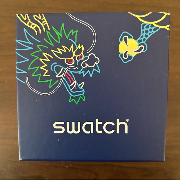 NEW Swatch Year of the Dragon Watch Red Blue Swiss Chinese Dragon in Waves Swiss - Picture 5 of 9